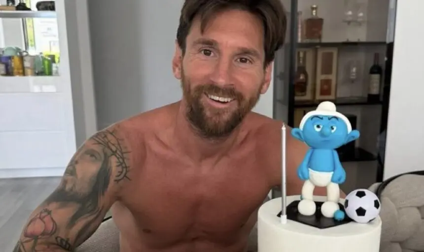 Messi and the Grumpy Smurf Cake