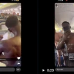 Monaco Players in underwear on a plane