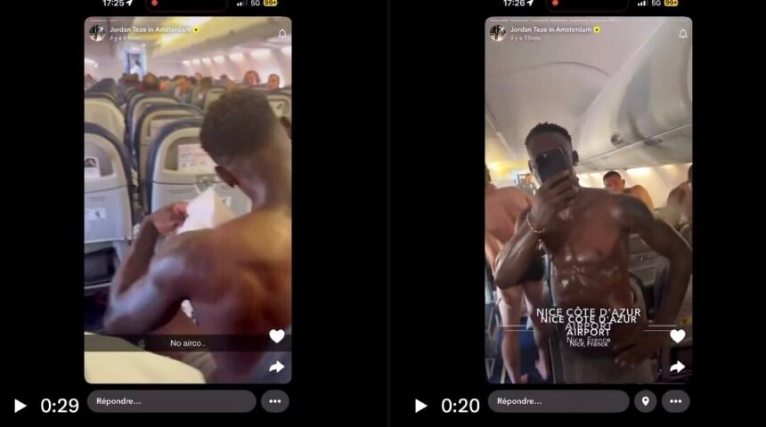 Monaco Players in underwear on a plane