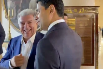 Joan Laporta and Nasser Al-Khelaifi